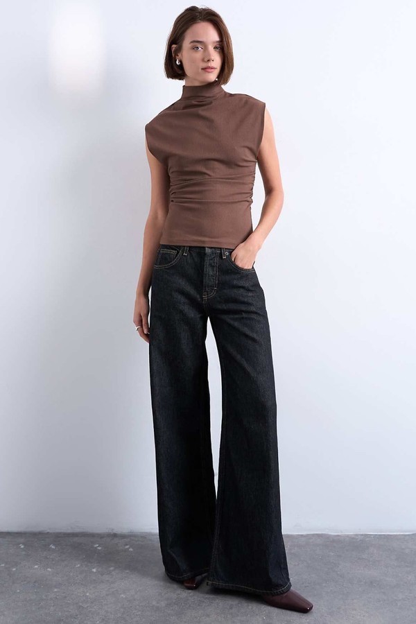 Crepe High Neck Sleeveless Tank