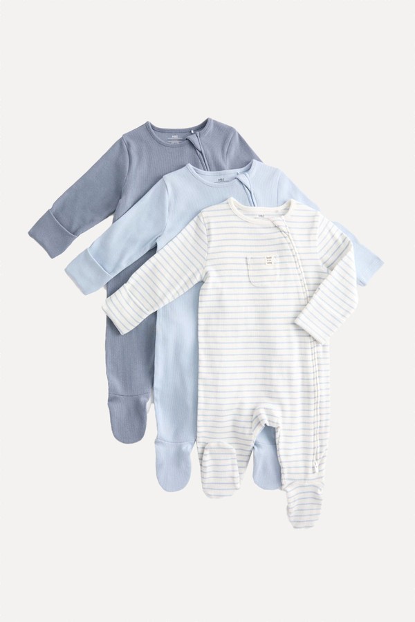 Cotton Rich Ribbed Sleepsuits from  Marks & Spencer