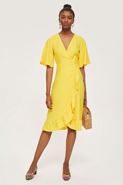 Crepe Ruffle Midi Wrap Dress from Topshop 