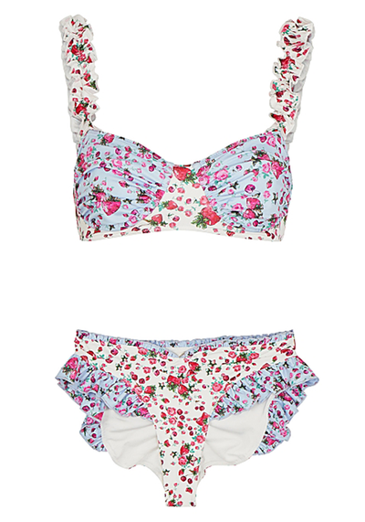 Annika Printed Ruffle-Trimmed Bikini from LoveShackFancy