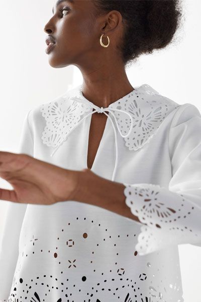 Wide Embroidered Scalloped Blouse from & Other Stories