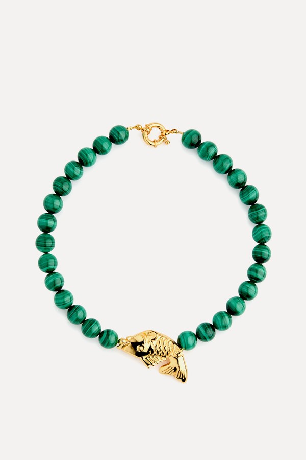 Fish Beaded Malachite Necklace from Timeless Pearly
