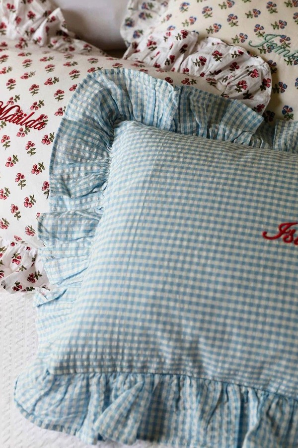 Gingham Ruffle Baby Boudoir Pillowcase from Sarah K