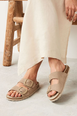 Leather Double Strap Footbed Sandals from Forever Comfort®