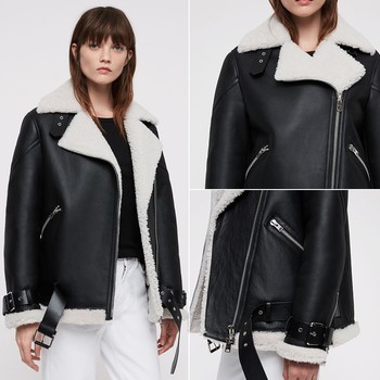 Hawley Oversized Shearling Biker Jacket