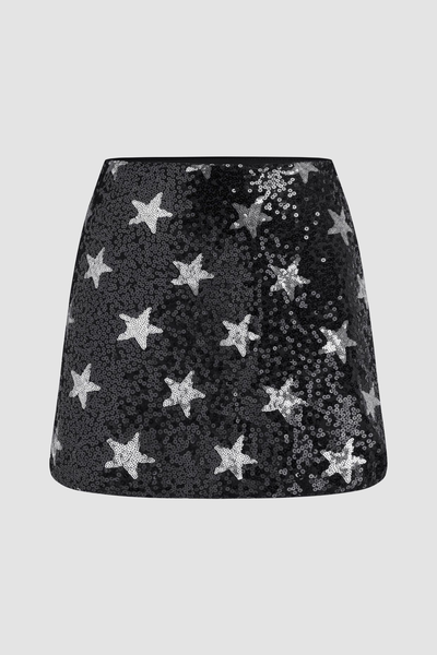 Sequin Mid Rise Star Mini Skirt from Cider