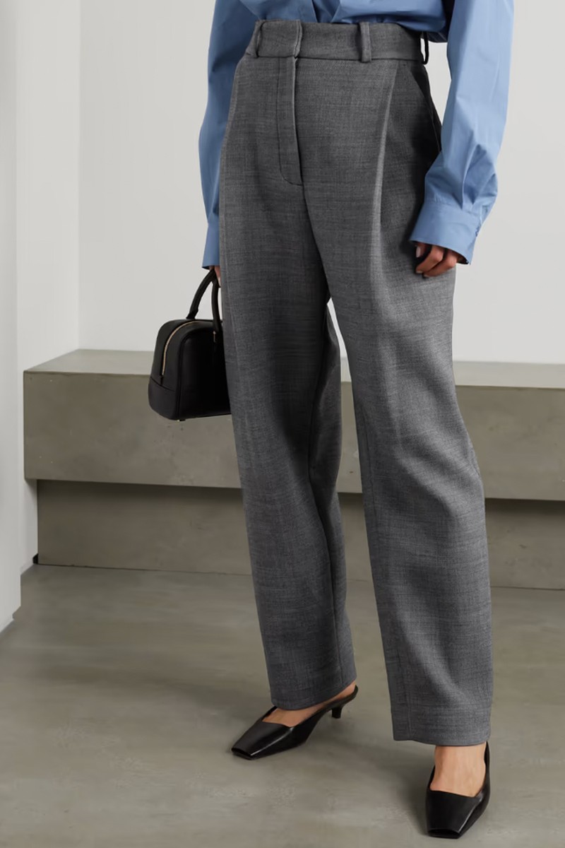 Pleated Woven Straight-Leg Pants from TOTÊME