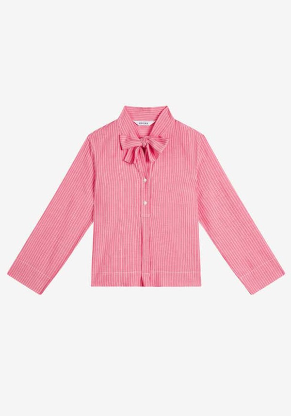 Stripe Tie Collar Blouse