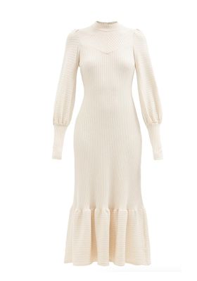 Dawn Ribbed-Knit Cotton Midi Dress from Alémais