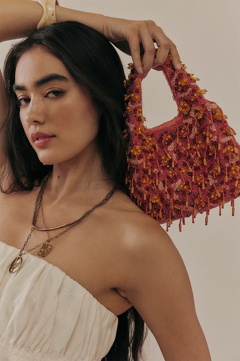 Coral Beaded Clutch from FREE PEOPLE
