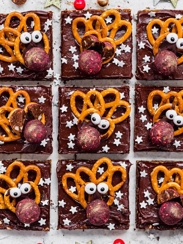 No-Bake Reindeer Chocolate Raspberry Brownies