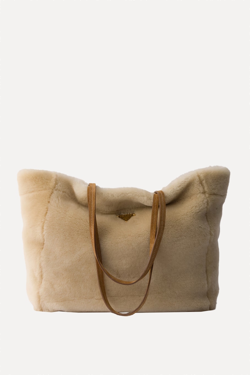 Large Shearling Tote Bag from Prada