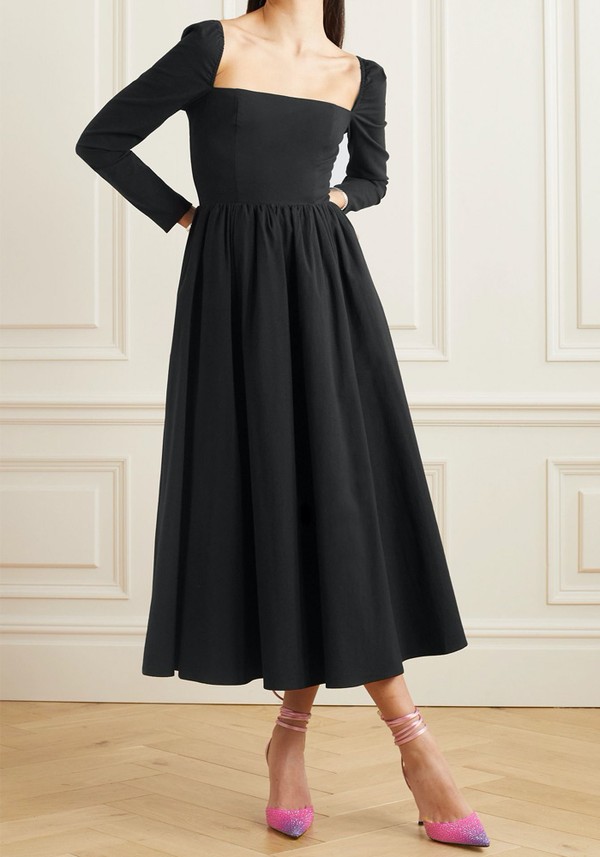 Elly Shirred Organic Cotton Blend Midi Dress from Reformation