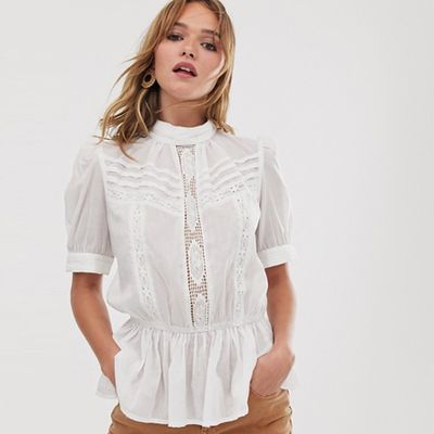 High Neck Top With Lace Insert from ASOS