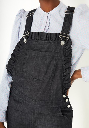 Rosie Ruffle Crosshatch Dungarees from Wyse London