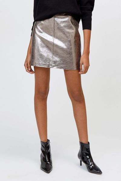 Metallic Leather Mini Skirt from Warehouse