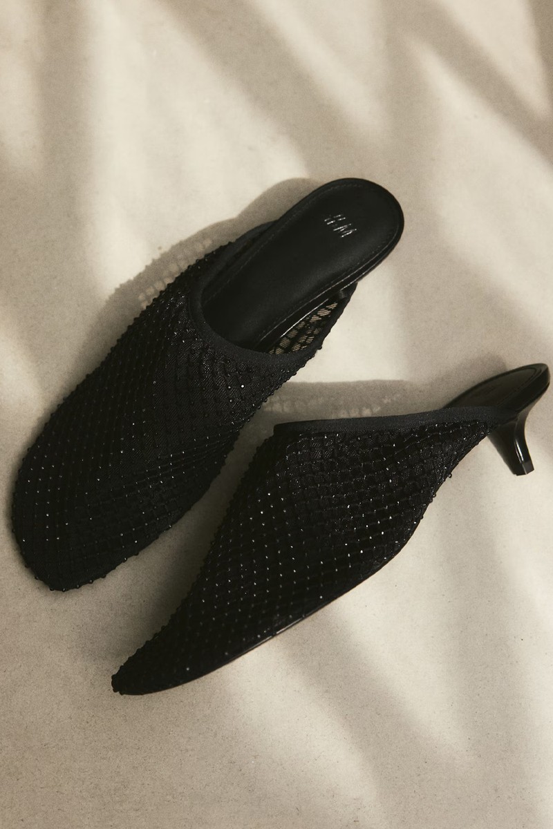 Heeled Mesh Mules 