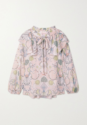 Pussy-Bow Ruffled Printed Crepe De Chine Blouse from See By Chloé