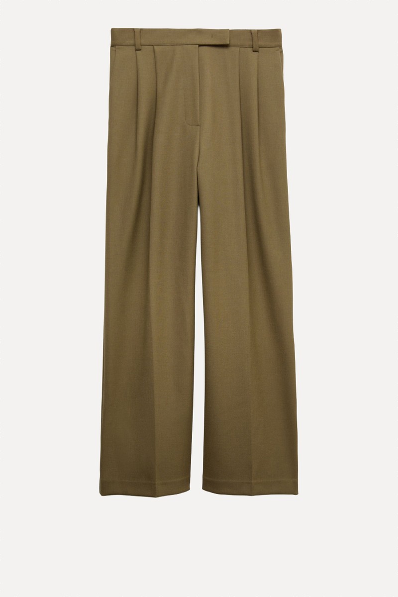 Tailored Wide Leg Trousers With Wool
