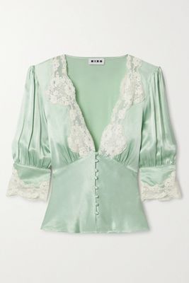 Amanda Lace-Trimmed Satin Blouse from Rixo
