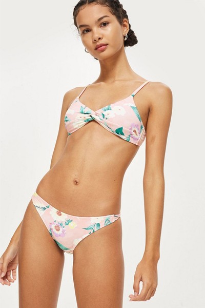 Floral Print Crop Bikini Set from Topshop