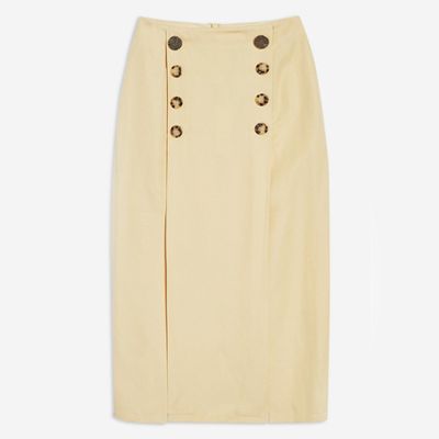 Contrast Button Split Midi Skirt from Topshop