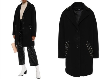 Studded Wool-Blend Felt Coat from Love Moschino