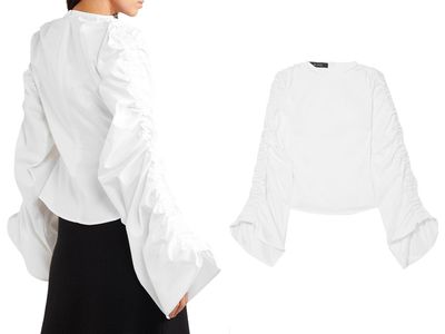 Ruched Cotton-Blend Poplin Top from Sid Neigum