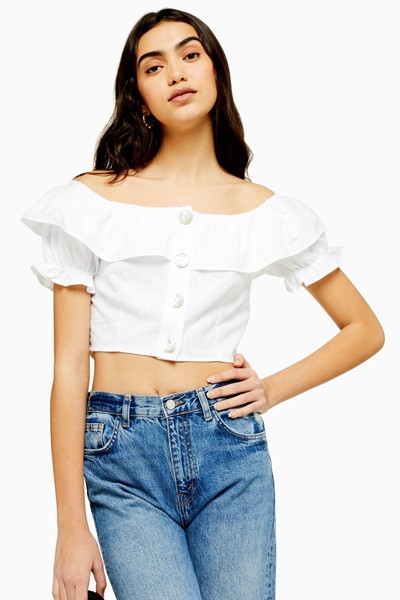 Bardot Button Through Bardot Top