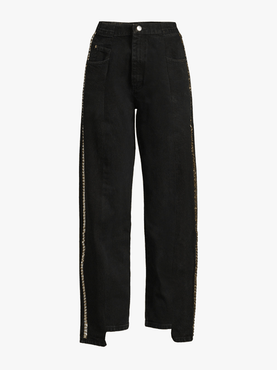 Swarovski Tuxedo Stripe Crystal Boyfriend Jean from E.L.V Denim