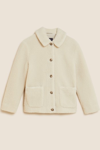 Teddy Textured Collared Jacket from M&S Collection