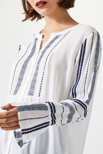 Contrast Broderie Shirt