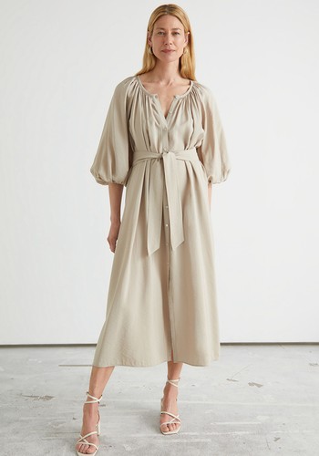 Belted Shell Button Midi Dress from & Other Stories