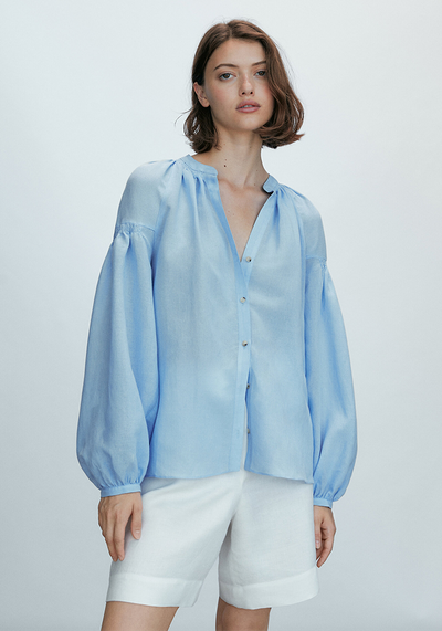 Blouse with Gathered Sleeve from Massimo Dutti