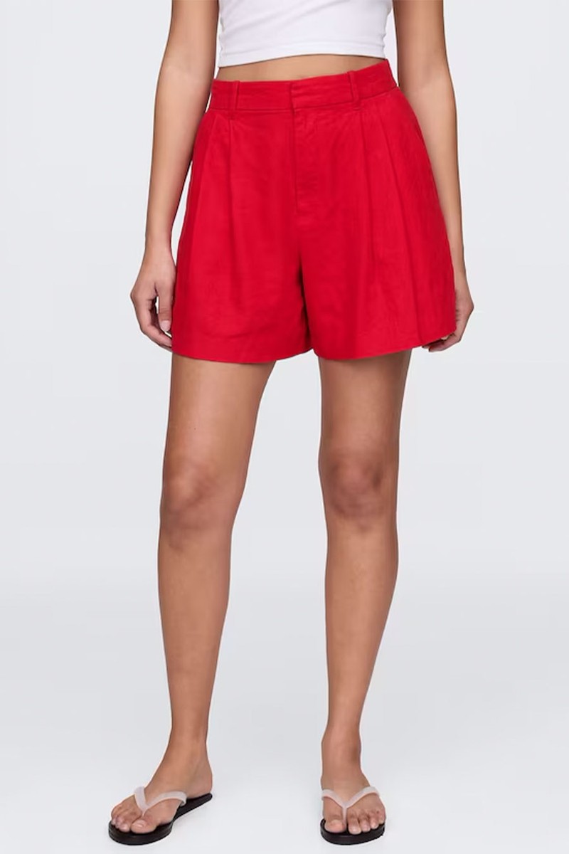 Heavyweight High Waisted Linen-Blend Shorts from GAP