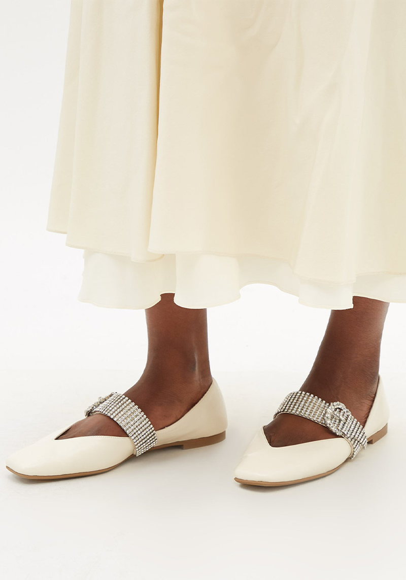 Krista Crystal-Embellished Leather Flats from Jimmy Choo