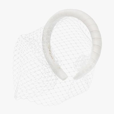 White Attica Veil Silk Headband from Jennifer Behr