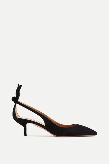 Bow Tie 50 Suede Pumps from Aquazzura 