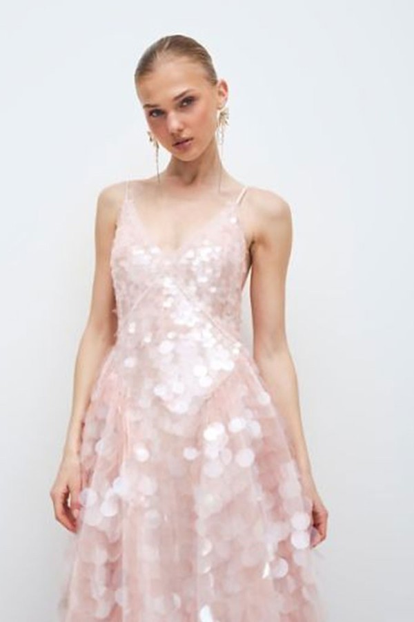 Embellished Sequin Cami Midi Dress With Full Skirt from ARRANGE 