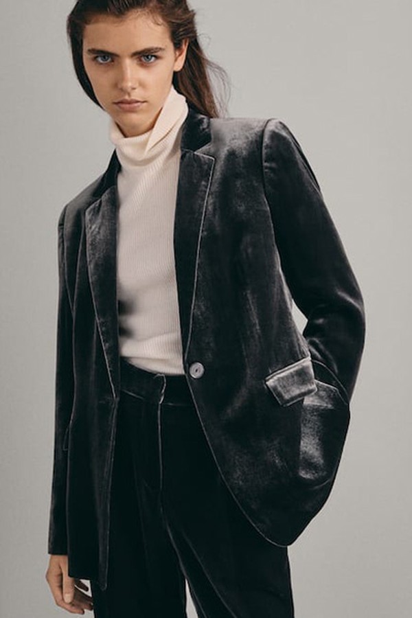 Slim Fit Velvet Blazer from Massimo Dutti