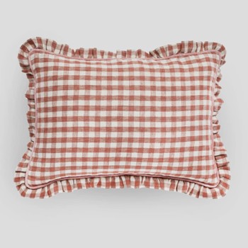 Handmade Gingham Cushion With Frill Trim from Att Pynta