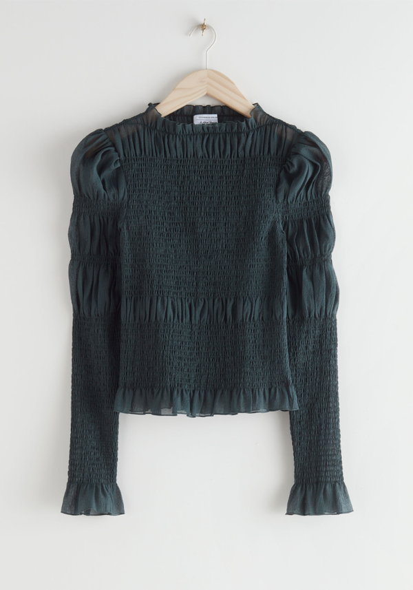 Fitted Smocked Ruffle Top from & Other Stories