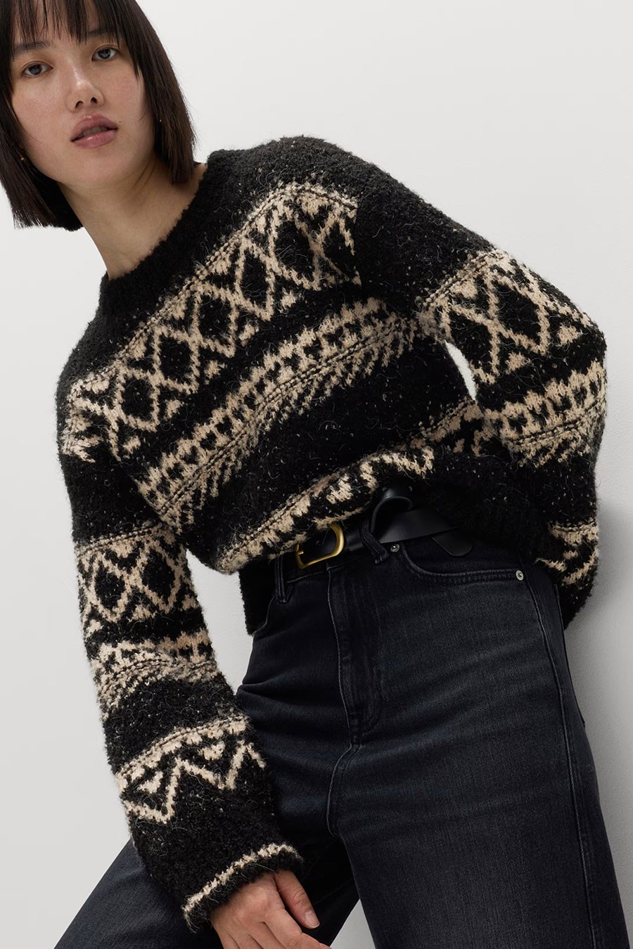 Bouclé Fair Isle Crew Neck Jumper from Marks & Spencer