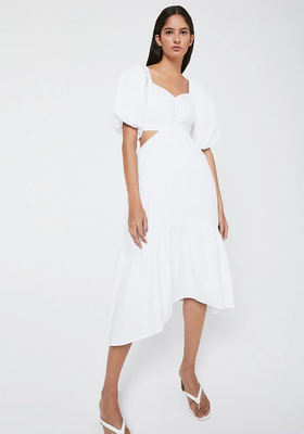 Midi Dress With Cutout Sides & Dip Hem