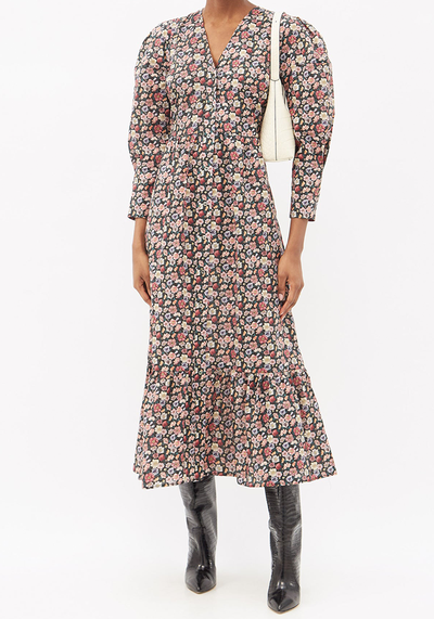 Leslie Floral-Print Cotton Poplin Midi Dress from Sea