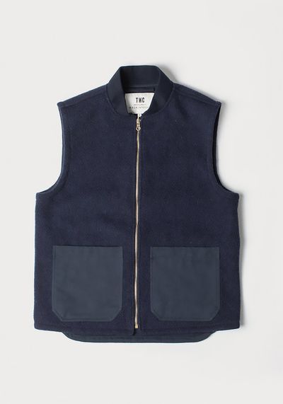 Navy Wool Gilet from The Workers Club