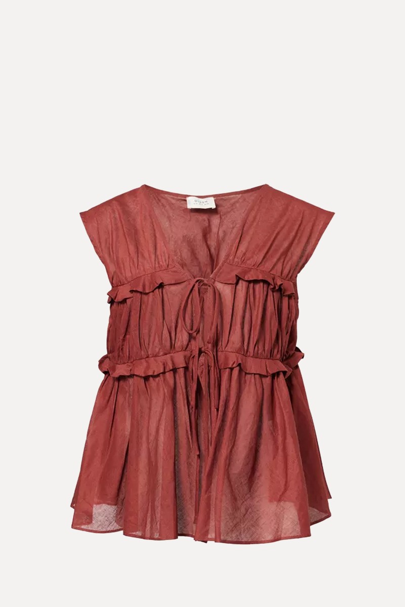 Quinn Ruffled Linen & Cotton Top from DISSH