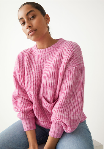 Oversized Patch Pocket Knit Jumper