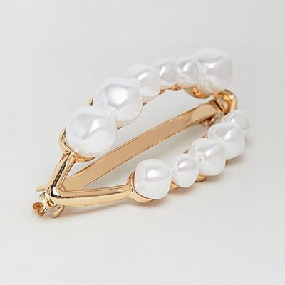 Barette Hair Clip With Faux Freshwater Pearls from ASOS