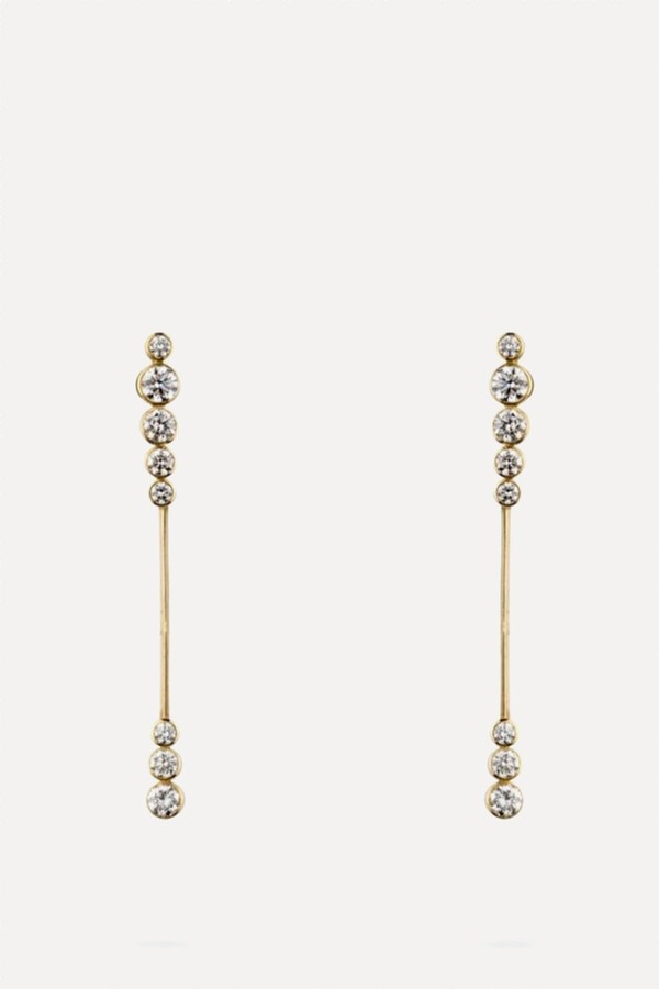 Diamond Knife Edge Drop Earrings